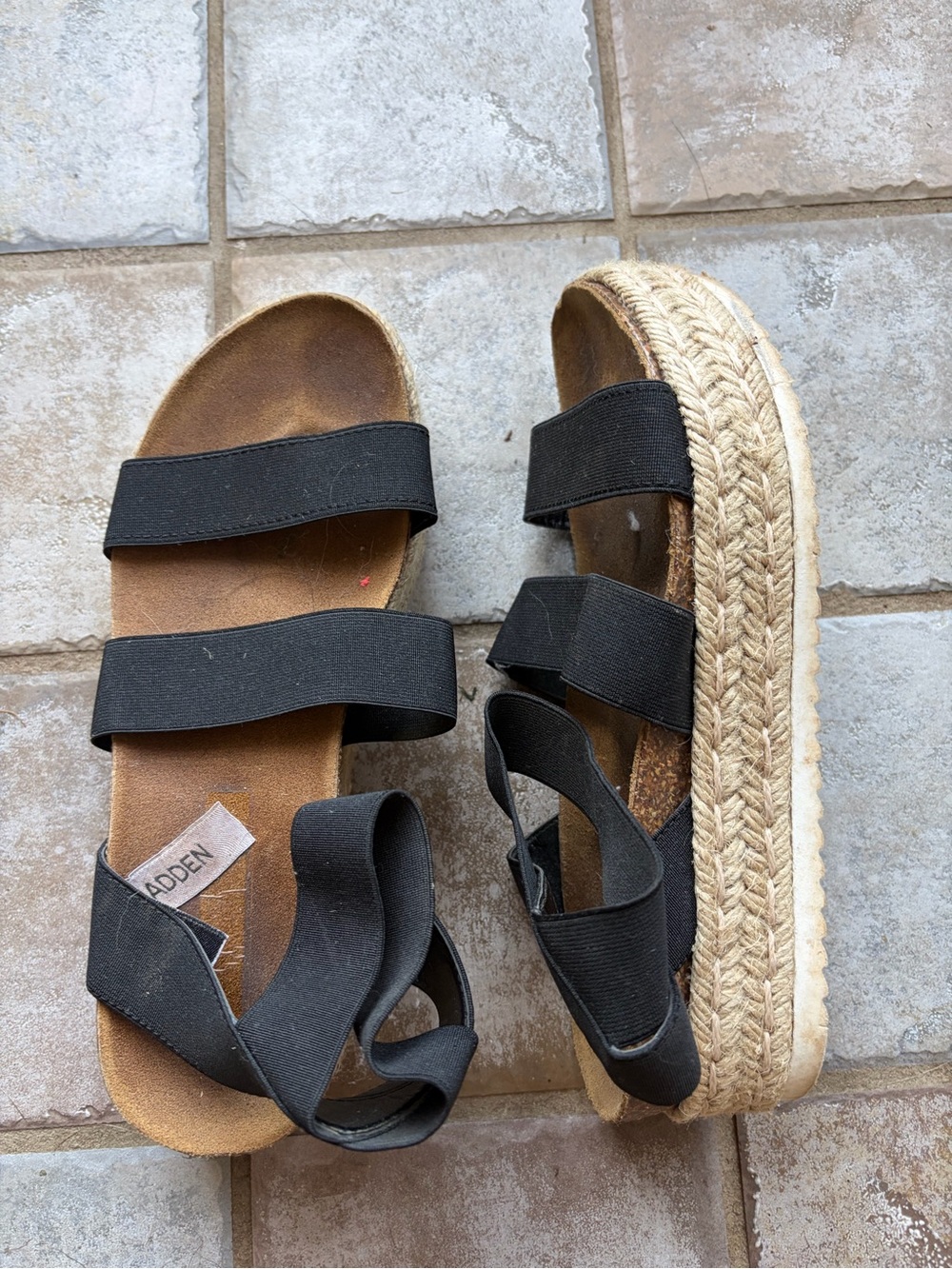 Steve Madden Black Espadrille Platform Slide Sandals